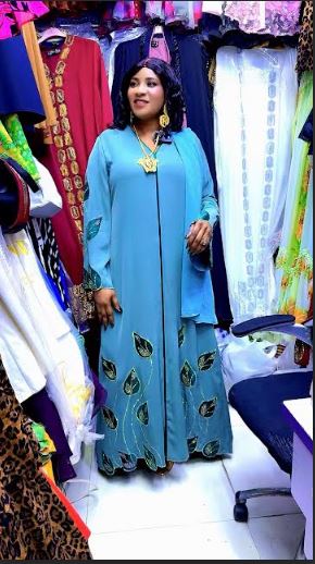 Aqua Leaf Embroidered Abaya