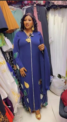 Aqua Leaf Embroidered Abaya